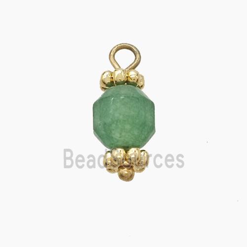 Green Dye Sponge Jade Prism Pendant Copper Gold Plated