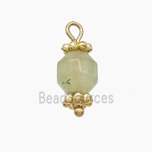 Green Dye Jade Prism Pendant Copper Gold Plated