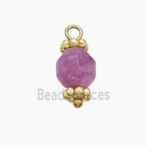 Lavender Dye Jade Prism Pendant Copper Gold Plated