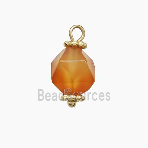 Red Dye Agate Pendant Cut Round Copper Gold Plated