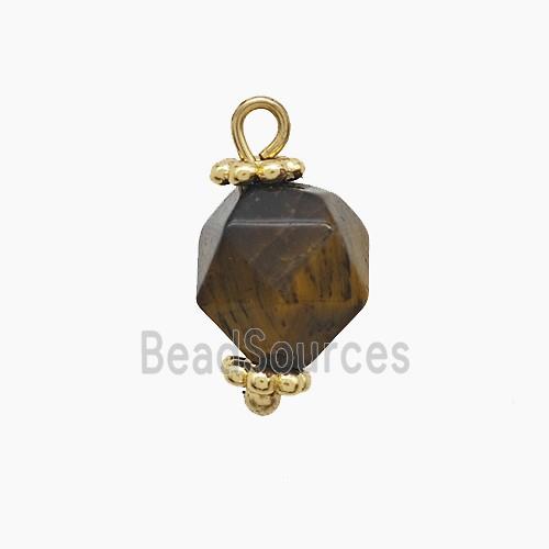 Coffee Dye Jade Pendant Cut Round Copper Gold Plated