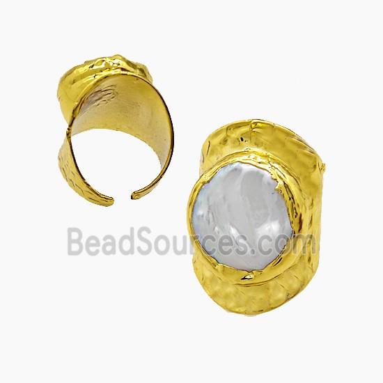 Pearl Copper Rings Gold Plated