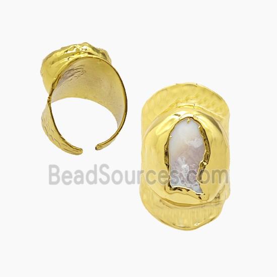 Pearl Copper Rings Gold Plated