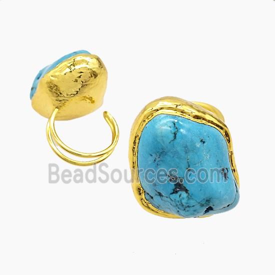 Magnesite Turquoise Copper Rings Gold Plated