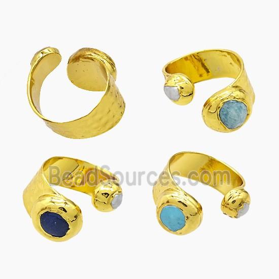 Gemstone Copper Rings Gold Plated Mixed