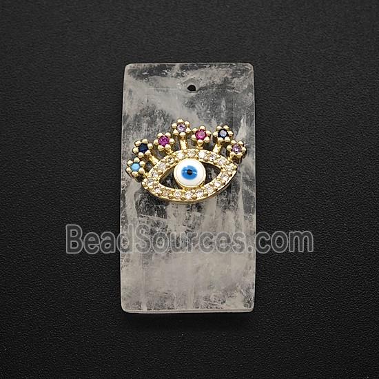 Clear Quartz Rectangle Pendant Pave Eye Zirconia