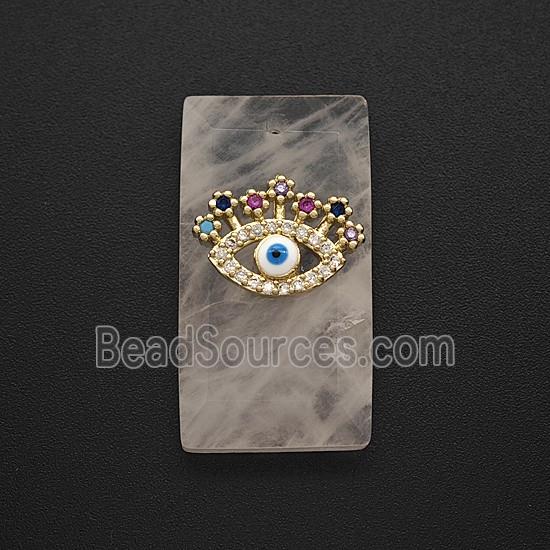 Rose Quartz Rectangle Pendant Pave Eye Zirconia