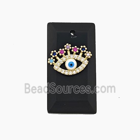 Natural Black Obsidian Rectangle Pendant Pave Eye Zirconia