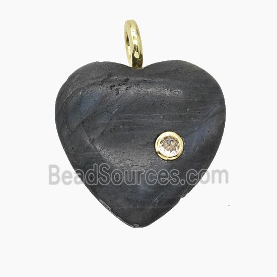 Natural Labradorite Heart Pendant Pave Zirconia