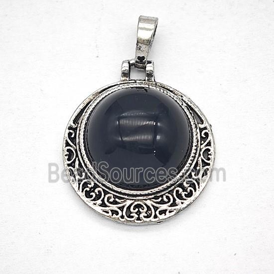 Gemstone Pendant, Antique Silver Plated