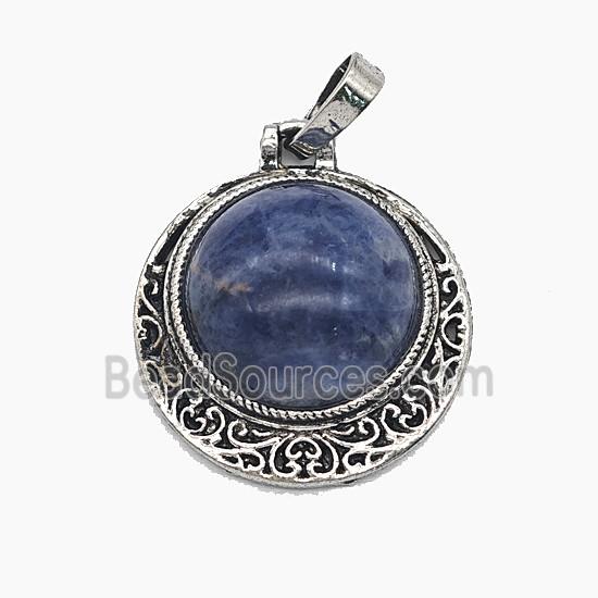 Gemstone Pendant, Antique Silver Plated