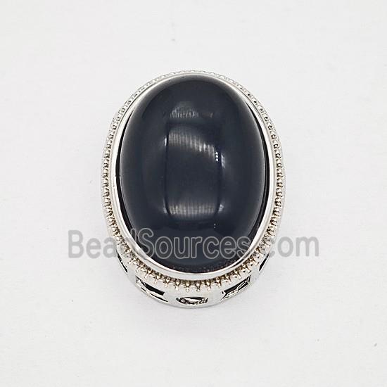 Gemstone Pendant, Antique Silver Plated
