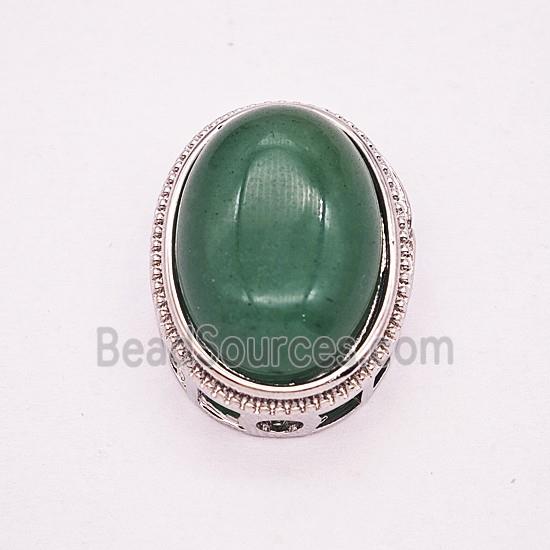 Gemstone Pendant, Antique Silver Plated