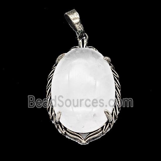 Gemstone Pendant, Antique Silver Plated