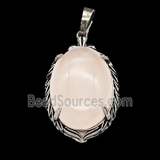 Gemstone Pendant, Antique Silver Plated