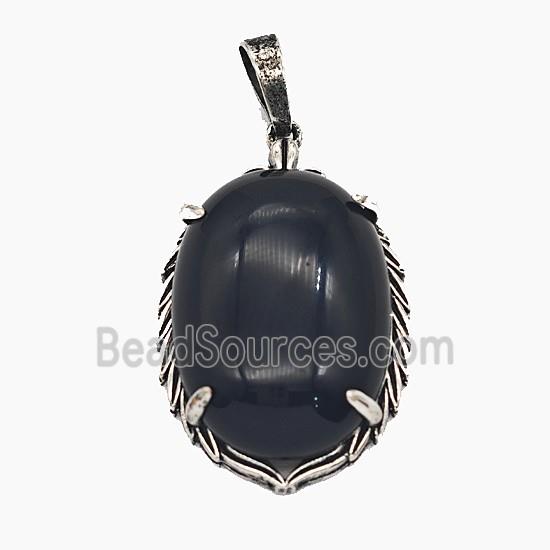 Gemstone Pendant, Antique Silver Plated