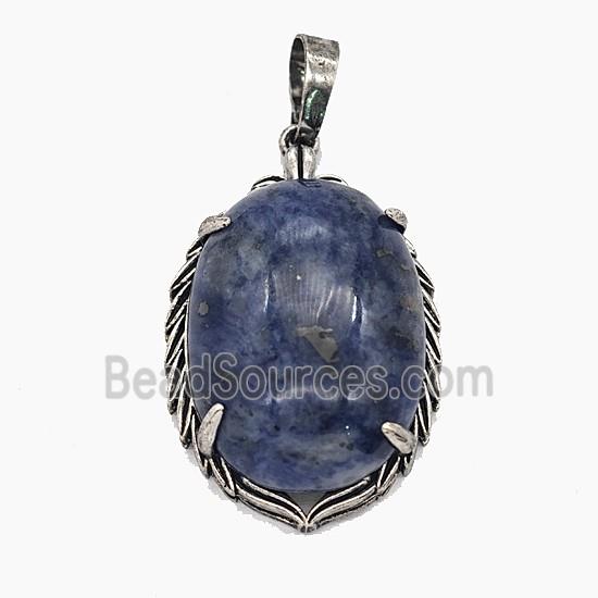Gemstone Pendant, Antique Silver Plated