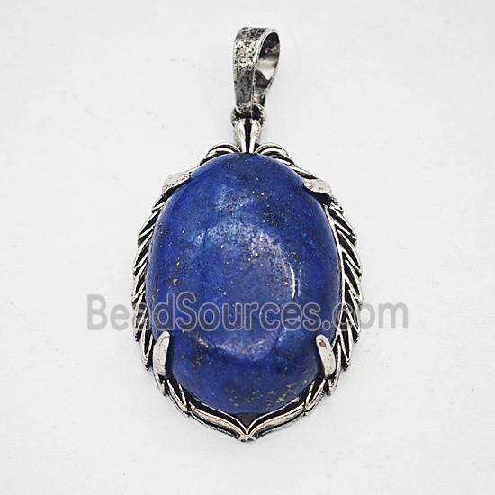 Gemstone Pendant, Antique Silver Plated