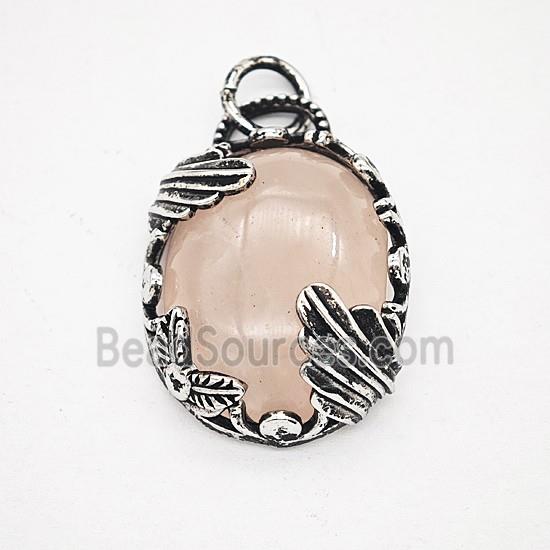 Gemstone Pendant, Antique Silver Plated