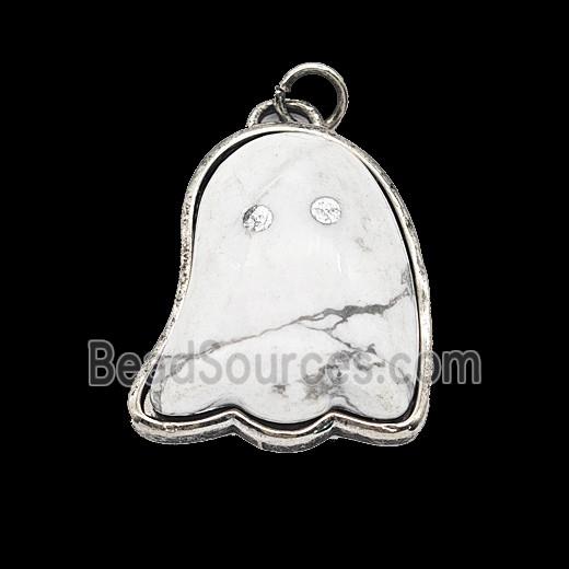 Gemstone Pendant, Antique Silver Plated