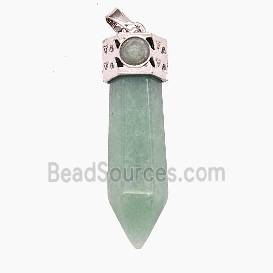 Gemstone Pendant, Antique Silver Plated