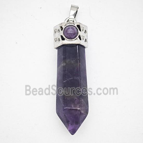 Gemstone Pendant, Antique Silver Plated