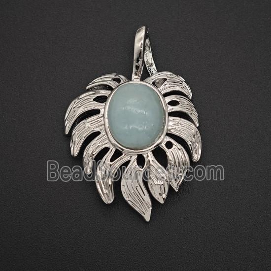 Gemstone Pendant, Antique Silver Plated