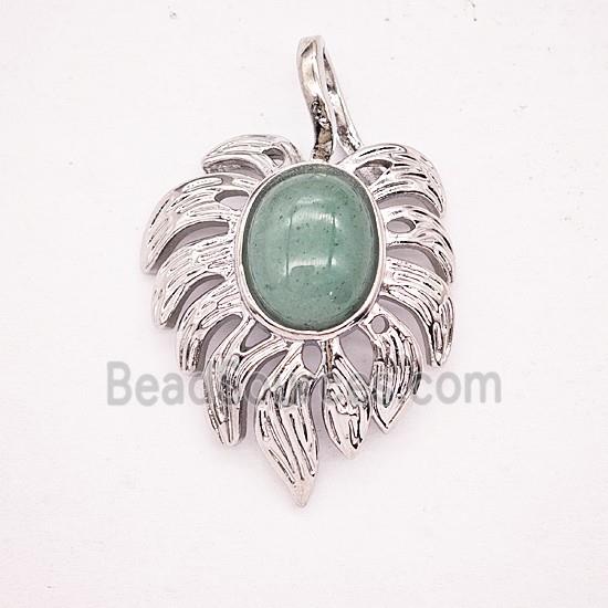 Gemstone Pendant, Antique Silver Plated
