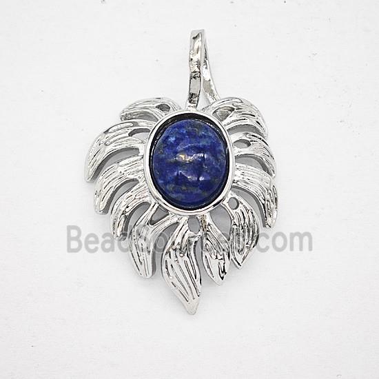 Gemstone Pendant, Antique Silver Plated