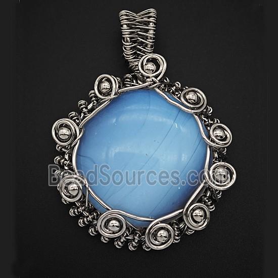 Gemstone Pendant, Antique Silver Plated