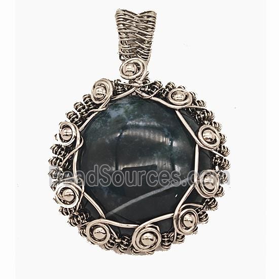 Gemstone Pendant, Antique Silver Plated