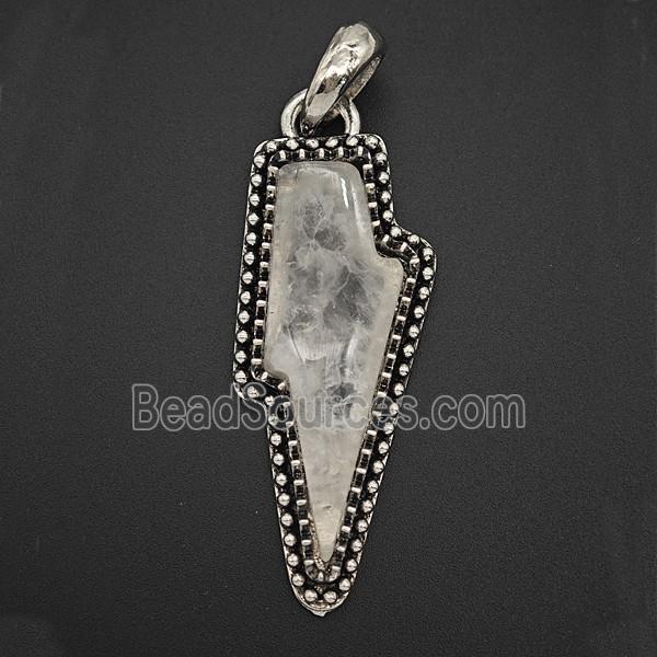 Gemstone Pendant, Antique Silver Plated