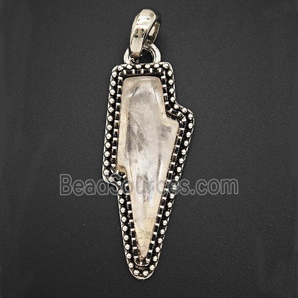 Gemstone Pendant, Antique Silver Plated