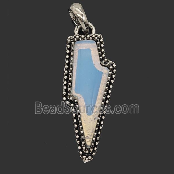 Gemstone Pendant, Antique Silver Plated