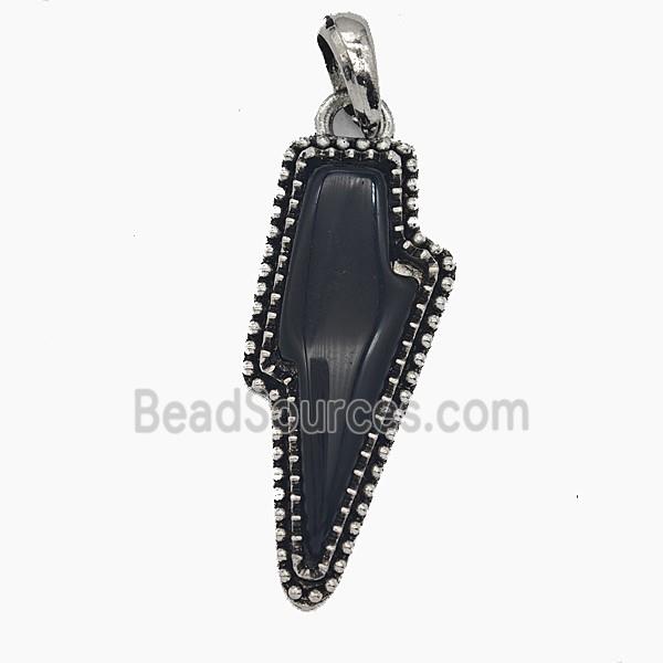 Gemstone Pendant, Antique Silver Plated