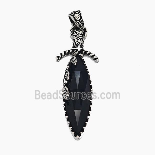 Gemstone Pendant, Antique Silver Plated