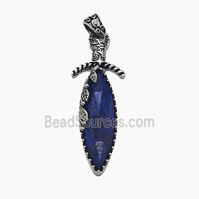 Gemstone Pendant, Antique Silver Plated