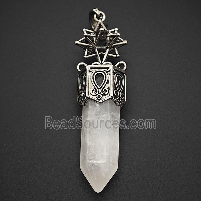 Gemstone Pendant, Antique Silver Plated