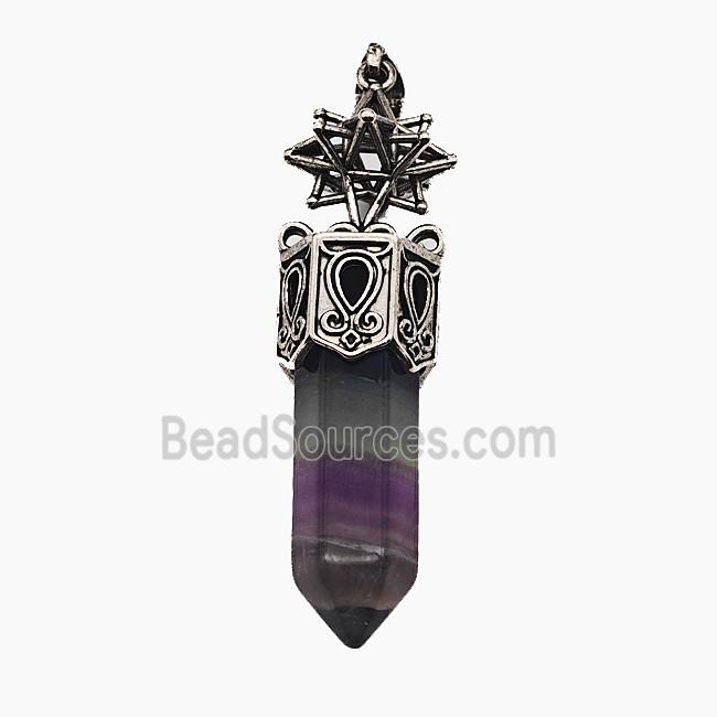 Gemstone Pendant, Antique Silver Plated