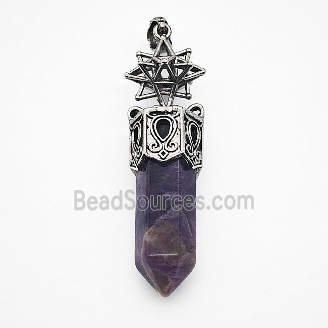 Gemstone Pendant, Antique Silver Plated