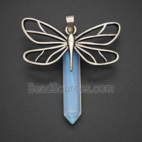 Gemstone Pendant, Antique Silver Plated