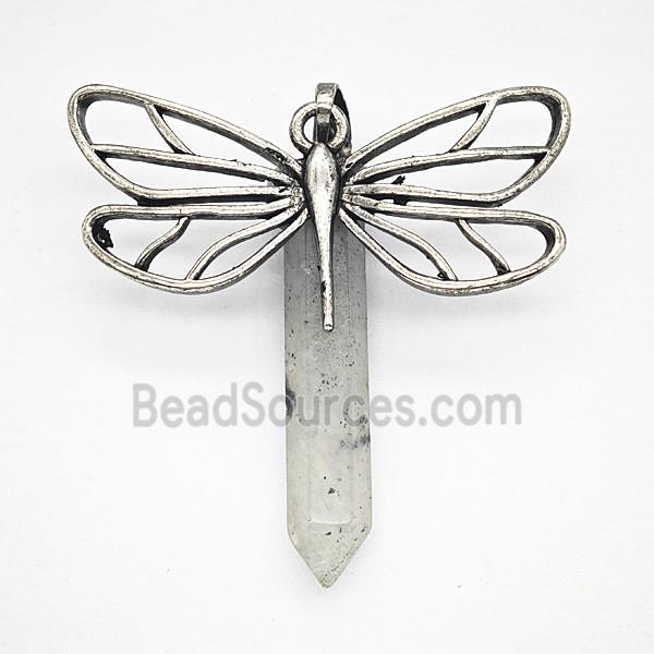 Gemstone Pendant, Antique Silver Plated