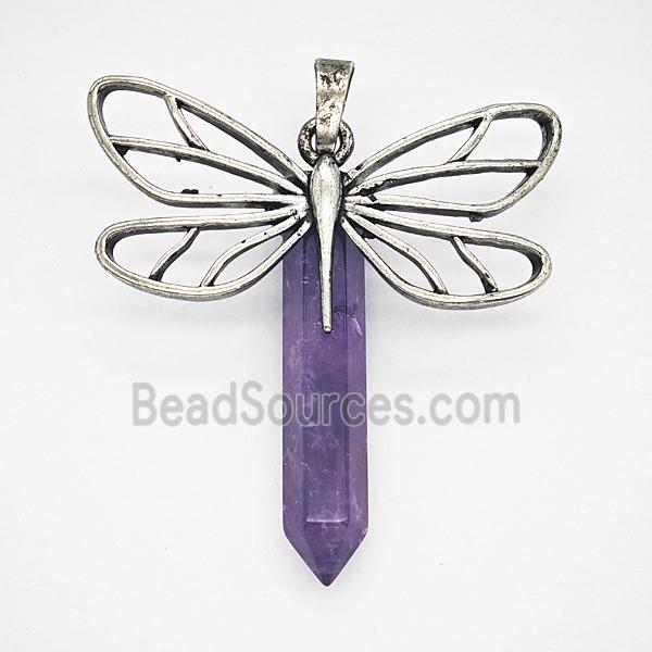 Gemstone Pendant, Antique Silver Plated