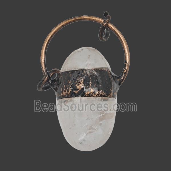 Gemstone Pendant, Red Copper Plated