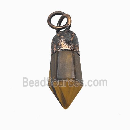 Gemstone Pendant, Red Copper Plated