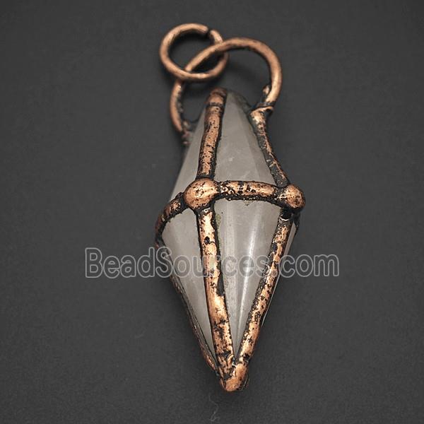 Gemstone Pendant, Red Copper Plated