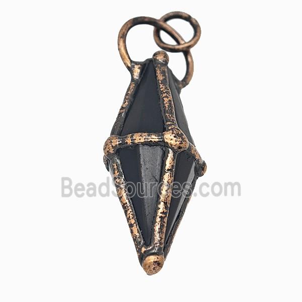 Gemstone Pendant, Red Copper Plated