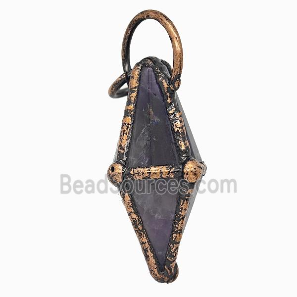 Gemstone Pendant, Red Copper Plated