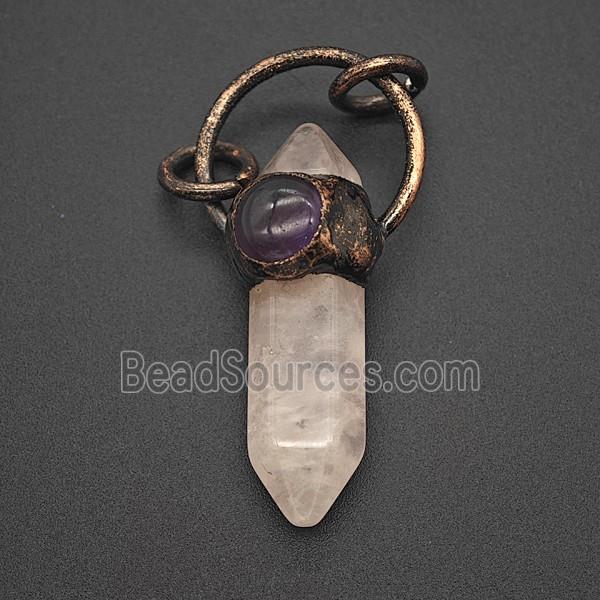 Gemstone Pendant, Red Copper Plated