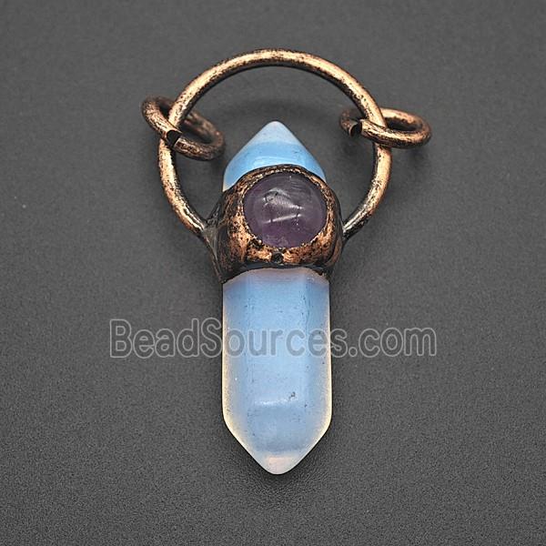 Gemstone Pendant, Red Copper Plated